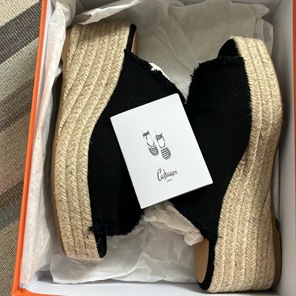 Size 7.5/38 Castaner Black Fatima frayed canvas slides. - Picture 4 of 5
